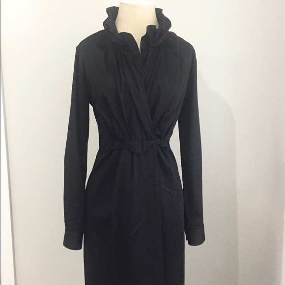 Ellie Tahari Black Ruffle Collar Dress Size 4 - Picture 7 of 7